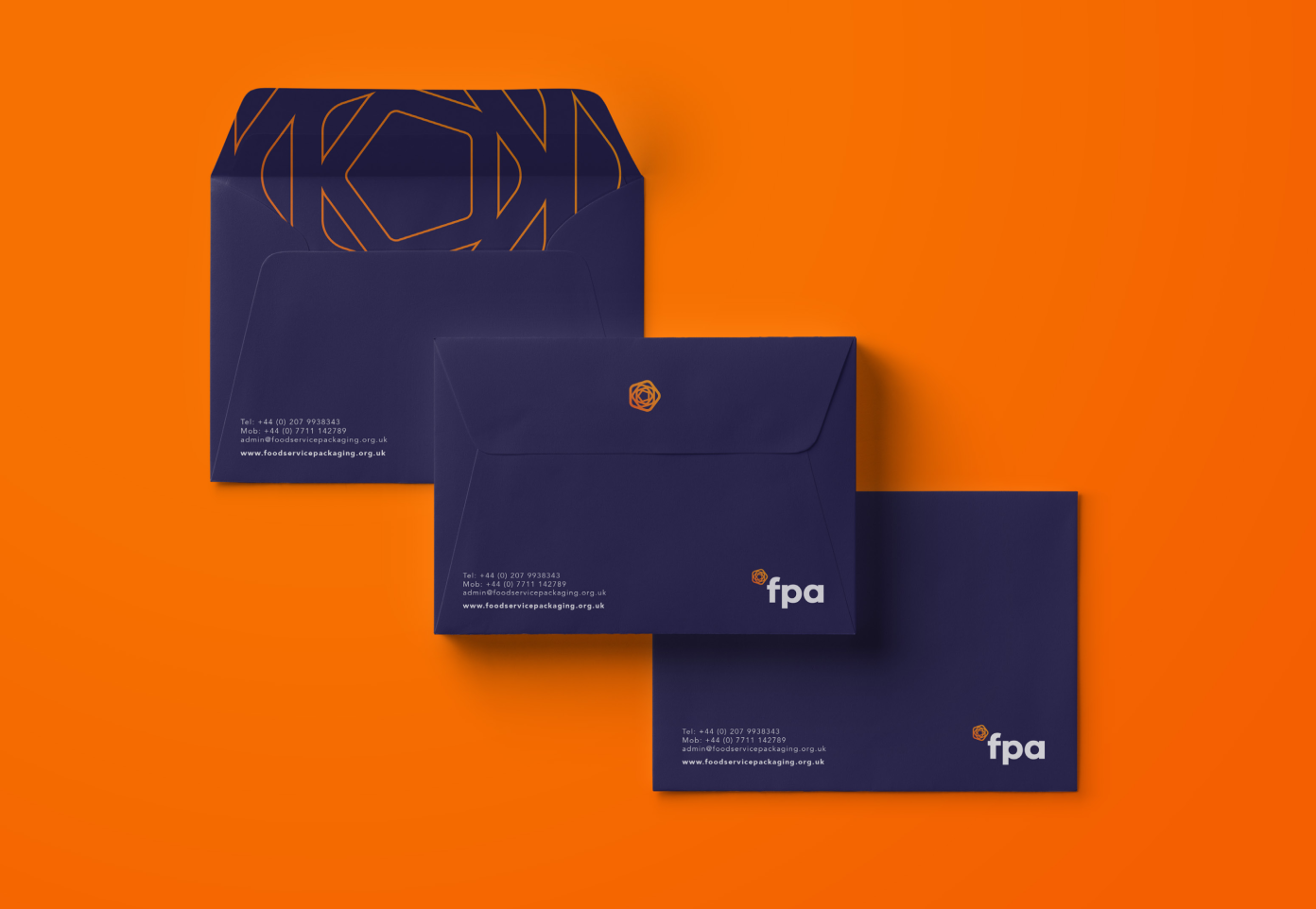Stationery design for Foodservice Packaging Association by Mighty, design agency Cheltenham